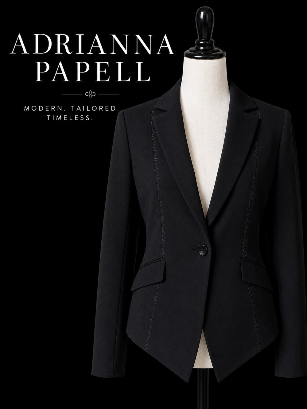 Adrianna Papell Black Point Hem One-Button Blazer Jacket - Picture 1 of 6
